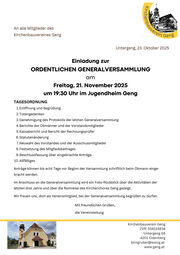 Generalversammlung 2025 Kirchenbauverein Geng