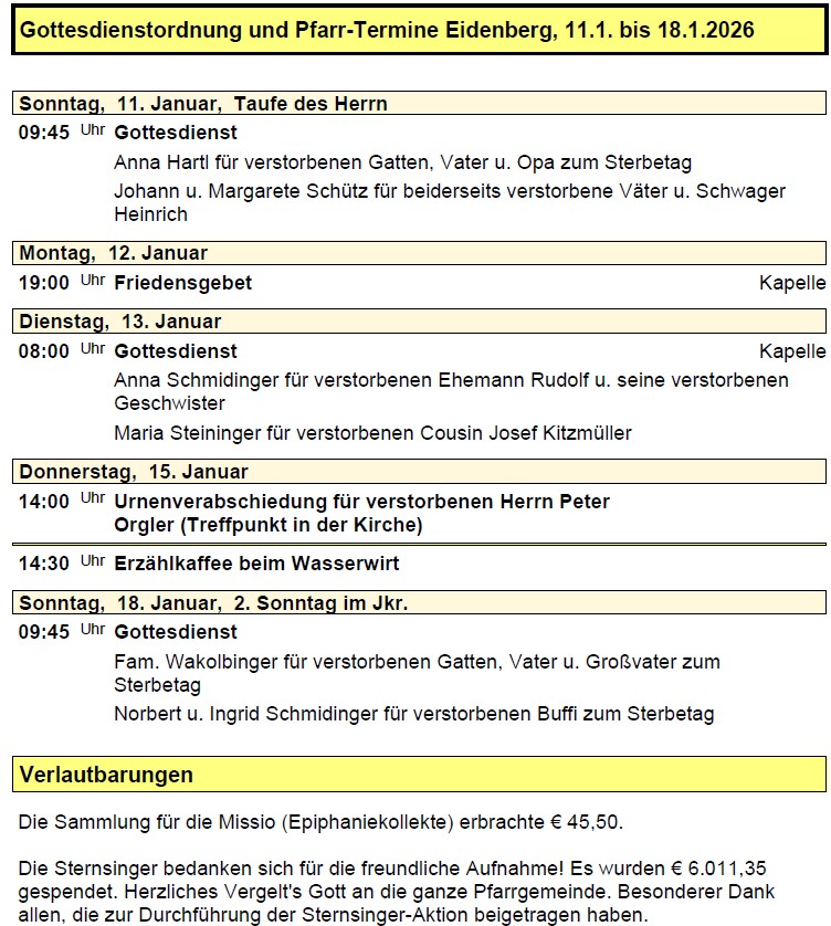 Pfarre Eidenberg 20260110