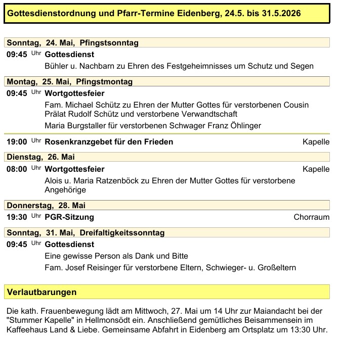 Pfarre Eidenberg 20260523