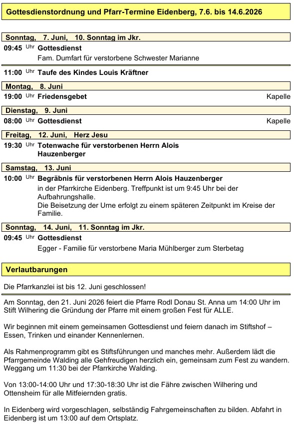 Pfarre Eidenberg 20260606