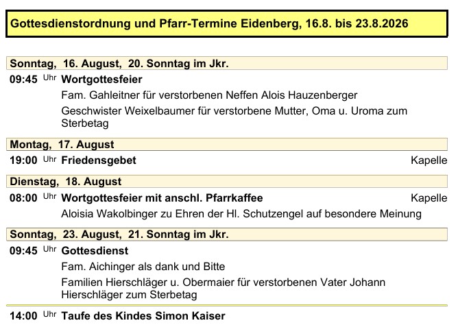 Pfarre Eidenberg Verkuendzettel 20260816